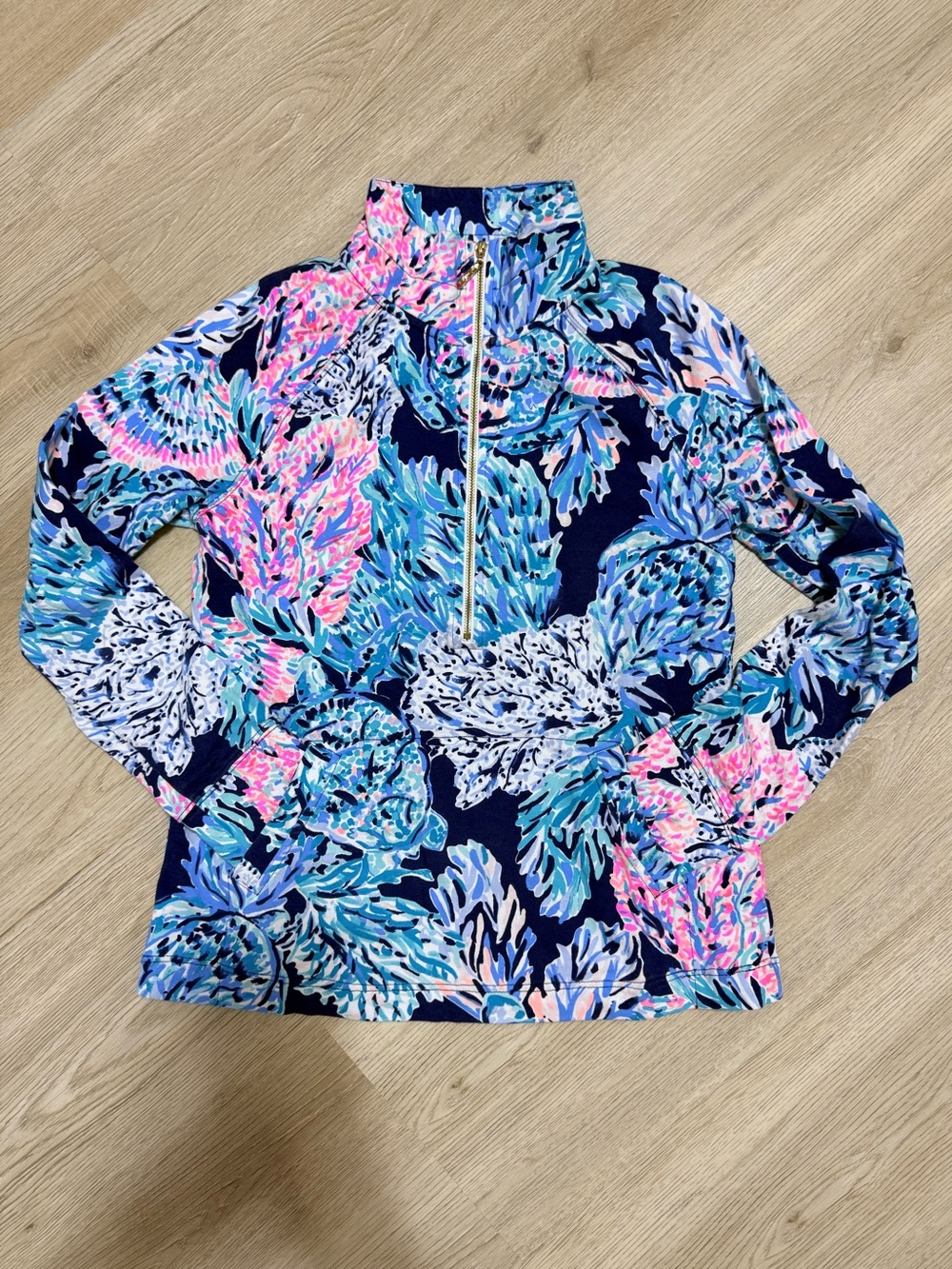 Lilly Pulitzer Skipper Popover Half Zip Sweater Sz XS Blue Nautical Print